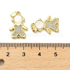真鍮マイクロパヴェクリアキュービックジルコニアプリンスコネクターチャーム  カドミウムフリー＆鉛フリー  シェルと  ボーイリンク  18KGP本金メッキ  18x12x2.5mm  穴：1mm&nbsp;KK-K365-15B-G