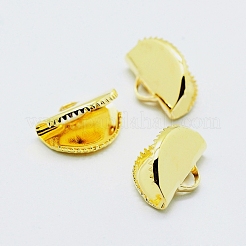 アイアン製カシメリボン止めエンドパーツ  半円  ゴールドカラー  9x13mm  穴：1.5x3mm&nbsp;IFIN-P014-01G