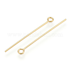 真鍮製9ピン  長持ちメッキ  本金メッキ  ニッケルフリー  18KGP本金メッキ  21ゲージ  32mm  穴：2mm  ピン：0.7mm&nbsp;KK-G331-09-0.7x32