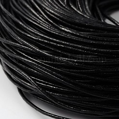 牛革レザーコード  革のアクセサリーコード  ジュエリーDIY製版材料  ラウンド  染め  ブラック  1.5mm&nbsp;WL-H002-3