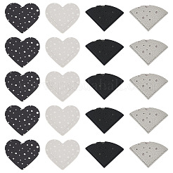 24Pcs 4 Styles PU Leather Fan/Heart Bookmarks&nbsp;AJEW-TA0002-55