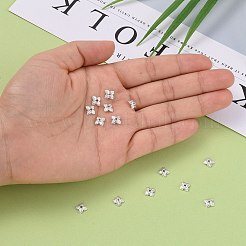 チベット風合金ビーズキャップ  花  4花びら  カドミウムフリー＆鉛フリー  銀  6x6x2mm  穴：1mm&nbsp;TIBEB-Q018-S-LF