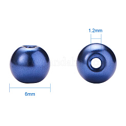 環境に優しい染めガラスパールラウンドビーズ  ミッドナイトブルー  6mm  穴：1.2~1.5mm  約400個/箱&nbsp;HY-BC0001-6mm-RB069