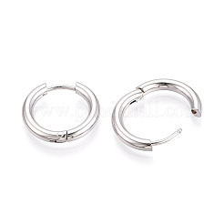 304ステンレススチールフープピアス  ステンレス鋼色  16x17x2.5mm&nbsp;EJEW-T048-24A-P