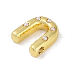 真鍮チャーム  カドミウムフリー＆ニッケルフリー＆鉛フリー  absと  a～zの文字  U字  20.5x17.5x6.5mm  穴：3.5mm&nbsp;KK-M009-01U