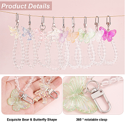 8Pcs 8 Style Acrylic Hanging Beaded Keychain Wrist Bracelet Pendant Decoration&nbsp;HJEW-OC0001-30