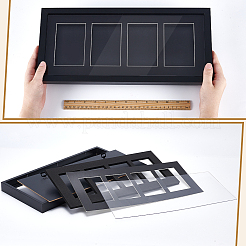 木とガラスのグレードカードディスプレイフレーム  カードコレクションボックス  長方形  ブラック  420x190x30mm&nbsp;AJEW-WH0709-136