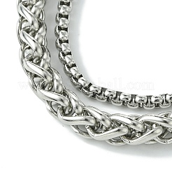 Alloy Wheat Chain & Box Chain Bracelets for Women Men&nbsp;BJEW-C069-01B-P