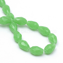 Teardrop Faceted Imitation Jade Glass Beads Strands&nbsp;GLAA-Q052-A