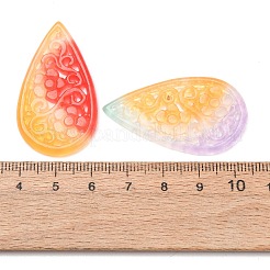 染色された天然水晶の彫刻ペンダント  ティアドロップチャーム  ミックスカラー  41x23x3mm  穴：1.2mm&nbsp;GG-CBA0022-05