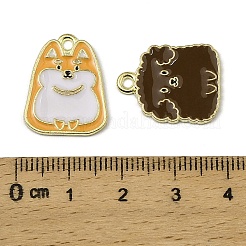 合金エナメルチャーム  犬  ゴールドカラー  ミックスカラー  20x15.5~18x1.5mm  穴：1.8mm&nbsp;X-FIND-I064-04G-02