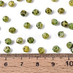 ピカソガラスシードビーズ  丸い穴  双円錐形  多面カット  ダークシーグリーン  4.5x3.5~4mm  穴：1~1.2mm  約5625個/ポンド&nbsp;SEED-N012-04C