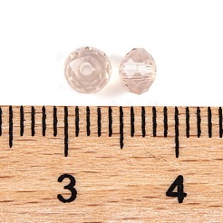 K9ガラス  模造オーストリアのクリスタル  ファセット透明ガラスビーズ  ABカラー  ロンデル  ナバホホワイト  4x3mm  穴：0.7~1mm&nbsp;GLAA-D003-01A-01