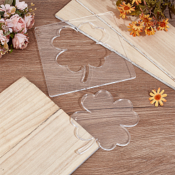 透明なアクリルのテンプレート  クラフト用品  クローバー  透明  200x200x6mm&nbsp;DIY-WH0683-68
