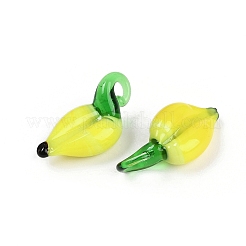 手作りランプワークペンダント  レモンチャーム  きいろ  19~22x9.5~11x4~6mm  穴：2.5~4x2.5~3mm&nbsp;LAMP-I029-03A