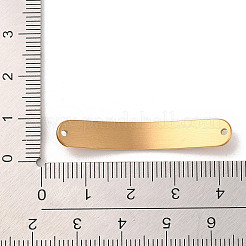 304ステンレススチールのブラシ仕上げの曲線長方形コネクタチャーム  ゴールドカラー  6.5x39.5x1.5mm  穴：1.4mm&nbsp;STAS-R222-03G