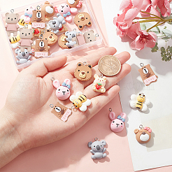 32本8スタイルレジンペンダント  鉄パーツ  ミックスカラー  21~27.5x16~24x6~10.5mm  穴：2mm  4個/スタイル&nbsp;RESI-SC0002-18