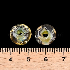 手作りランプワークビーズ  ロンデル  シャンパンイエロー  12.5x7.5mm  穴：3.5mm&nbsp;LAMP-A012-02C