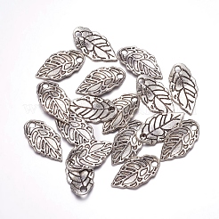 チベット風チャーム  葉  アンティークシルバー  カドミウムフリー＆ニッケルフリー＆鉛フリー  16x8x2mm  穴：1mm&nbsp;LS-TIBEB-A101863-AS-FF