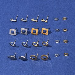 16Pcs 8 Styles 304 Stainless Steel Stud Earring Findings&nbsp;STAS-FS0001-84