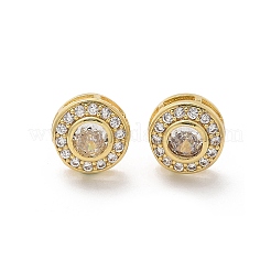Brass Micro Pave Clear Cubic Zirconia Stud Earrings&nbsp;X-EJEW-Q015-10G