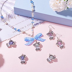 6 個 3 色ラックメッキ合金ラインストーンペンダント  ABSパールビーズと  花  ミックスカラー  25x19.5x9.5mm  穴：2mm  2個/カラー&nbsp;FIND-TA0005-40