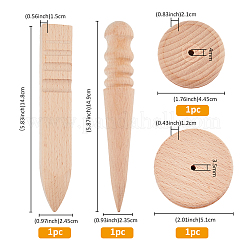 4Pcs 4 Styles Wood Leather Edge Burnisher Handworking&nbsp;AJEW-FH0005-30