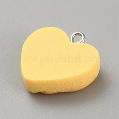 樹脂チャーム  鉄製アイネジ付き  食品モデル  ハート  23x22x6.5mm  穴：2mm&nbsp;RESI-CJC0023-04A