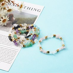 ナチュラルミックスジェムストーンチップビーズストレッチブレスレット  内径：2-1/4インチ（5.8cm）&nbsp;BJEW-JB06332