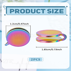 ステンレススチールクリップオンイヤリング2個  フラットラウンド  虹色  18.5x12mm&nbsp;EJEW-LP0007-046RC