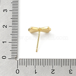 DIY 真鍮イヤリング金具  カドミウムフリー＆ニッケルフリー＆鉛フリー  カン付き  18KGP本金メッキ  蝶結び  ゴールドカラー  8.5x13mm  穴：1mm  ピン：11.5x0.7mm&nbsp;KK-E791-10G