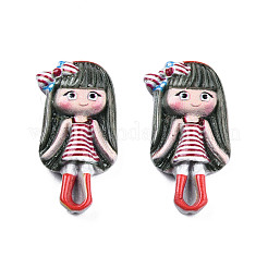 オペーク樹脂カボション  女の子  暗赤色  23x12x4mm&nbsp;LS-CRES-N018-047