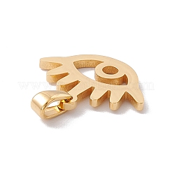 PVD真空メッキ304ステンレスペンダント  レーザー切断  目のチャーム  ゴールドカラー  15.5x19.5x1.5mm  穴：3x5mm&nbsp;STAS-G284-03G