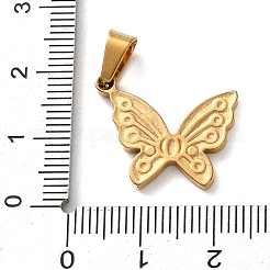 ステンレスペンダント201個  蝶のチャーム  PVD真空メッキ  長持ちメッキ  ゴールドカラー  16.5x20x2mm  穴：6.5x3.5mm&nbsp;STAS-U053-16A-G