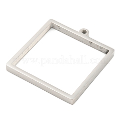 変色しない304ステンレススチールレーザーカットペンダント  スクエアチャーム  ステンレス鋼色  31x28x3mm  穴：2mm&nbsp;STAS-U009-01B-P
