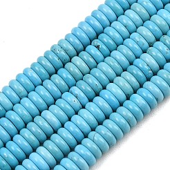 天然マグネサイトビーズ連売り  染め＆加熱  ロンデル  スムーズ  ディープスカイブルー  8x3mm  穴：0.8mm  約125個/連  15.67''（39.8センチメートル）&nbsp;G-Z143-H01-04C