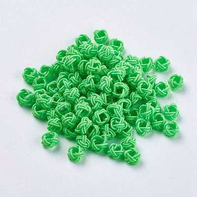 ポリエステルファブリックビーズ  ラウンド  ライム  6.5x4.5mm  穴：4mm&nbsp;WOVE-K001-A10-1