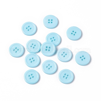 樹脂ボタン  染め  フラットラウンド  シアン  20x3mm  穴：2mm  195個/袋&nbsp;RESI-D030-20mm-11-1
