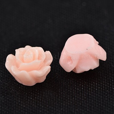 樹脂ビーズ  花  パールピンク  6x4mm  穴：1mm&nbsp;RESI-B3455-A118-1