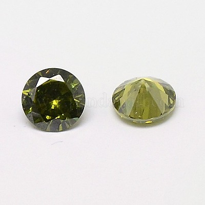 キュービックジルコニアカボション  グレードA  多面カット  ダイヤモンド  オリーブ  3x2mm&nbsp;ZIRC-M002-3mm-006-1