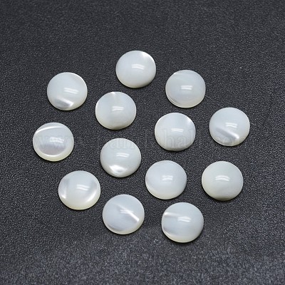 シェルカボション  半円  ホワイトスモーク  10x3~4mm&nbsp;SSHEL-P015-61-10mm-1