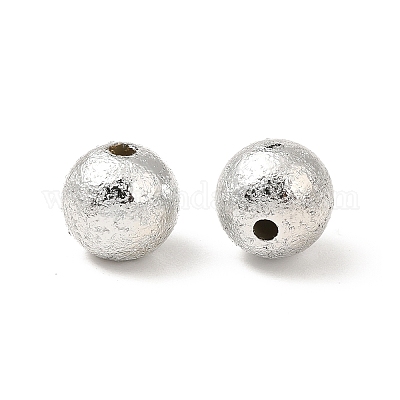 UVメッキ CCB プラスチックビーズ  テクスチャー  ラウンド  銀  8x7.5mm  穴：1.5mm&nbsp;FIND-Z066-02A-1