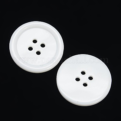 樹脂ボタン  染め  フラットラウンド  ホワイト  15x2.5mm  穴：2mm  395個/袋&nbsp;RESI-D030-15mm-01-1