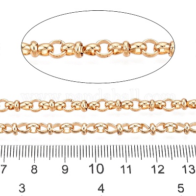鉄製丸リングリンクチェーン  溶接されていない  スプールで  ライトゴールド  5x1.5mm  リンク：9.5x4x4mm  約32.81フィート（10m）/ロール&nbsp;CH-T005-09KCG-1