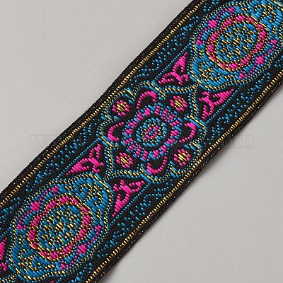 ヴィンテージジャカードポリエステルリボン 刺繍入りの織りリボン 花柄