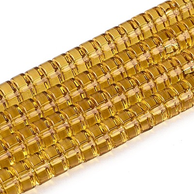 透明ガラスビーズ連売り  フラットラウンド  ゴールデンロッド  8~8.5x4~4.5mm  穴：0.7~1mm  約95~100個/連  14.57~15.35''（37~39センチメートル）&nbsp;GLAA-N026-4x8mm-T07-1