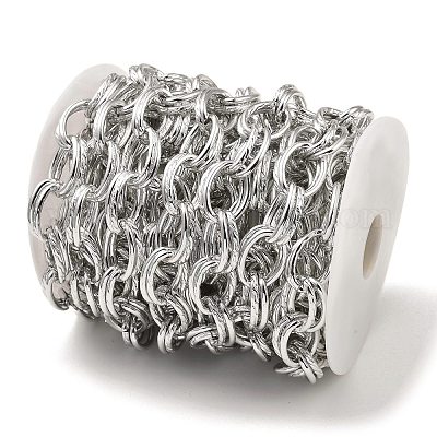 アルミアズキチェーン  溶接されていない  スプールで  プラチナ  22x16x2.5mm  約16.40フィート（5m）/ロール&nbsp;CHA-C002-12P-1