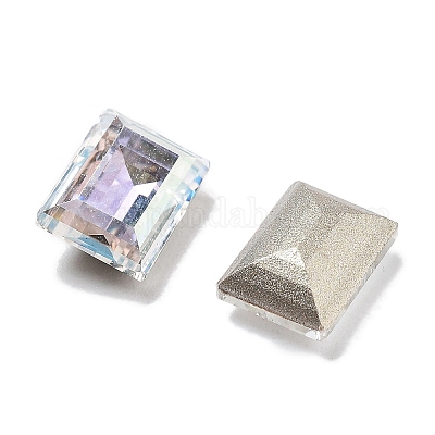 K9ガラスラインストーンカボション  尖ったバック＆バックメッキ  長方形  クリスタル  8x6x3mm&nbsp;GLAA-H034-05C-001TR-1