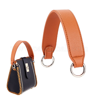 WADORN Leather Purse Strap 13.1 Inch PU Leather Replacement Handbag Handle Short Shoulder Strap Clutch Bag Handle with Platinum Buckle Pouchette Top