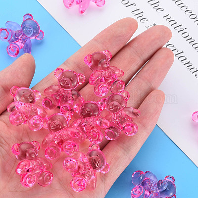 透明なアクリルビーズ  クマ  カメリア  26.5x24.5x15mm  穴：3mm  約135個/500g&nbsp;MACR-S373-71-B04-1